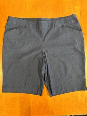 Time and Tru Dark Blue Jean Stretchy Bermuda Style Shorts with Pockets